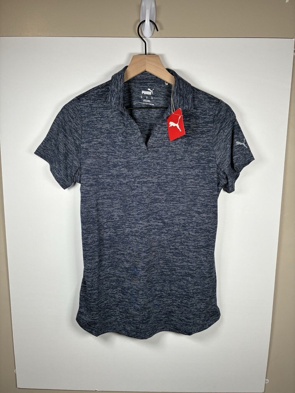 Women’s Navy PUMA Pullover Polo Golf Shirt Size XL Short Sleeve Top New